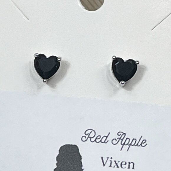 Heart Stud Earring With Austrian Crystals Black - Picture 1 of 1